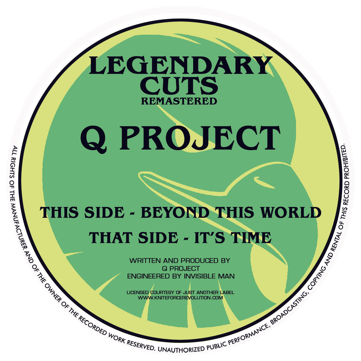Label art of Q Project - Beyond This World EP , 12-inch black vinyl release on Legend Records
