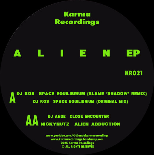 label art of Various Artists - Alien EP - vinyl release on Karma Recordings