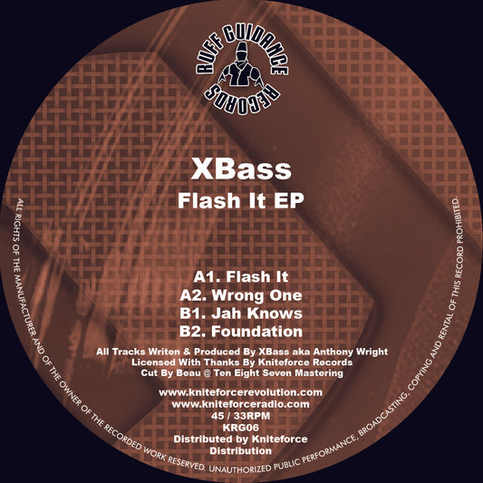 label art for XBass - Flash It - 12" vinyl release on Ruff Guidance