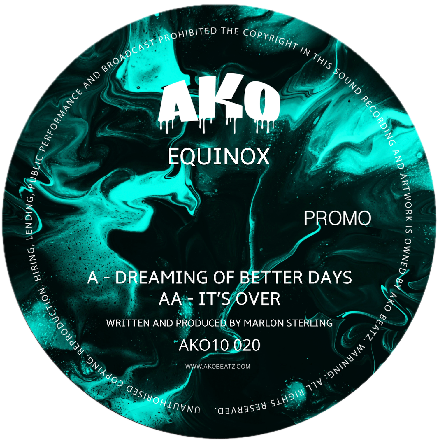 label art of Equinox - Dreaming Of Better Days, 10" vinyl release on AKO Beatz 