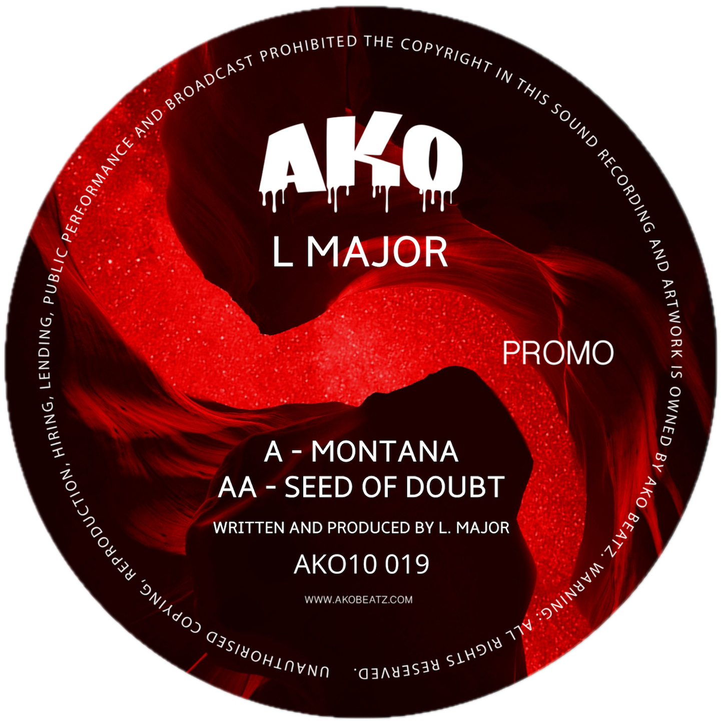 label art of L Major - Montana, 10" vinyl release on AKO Beatz 