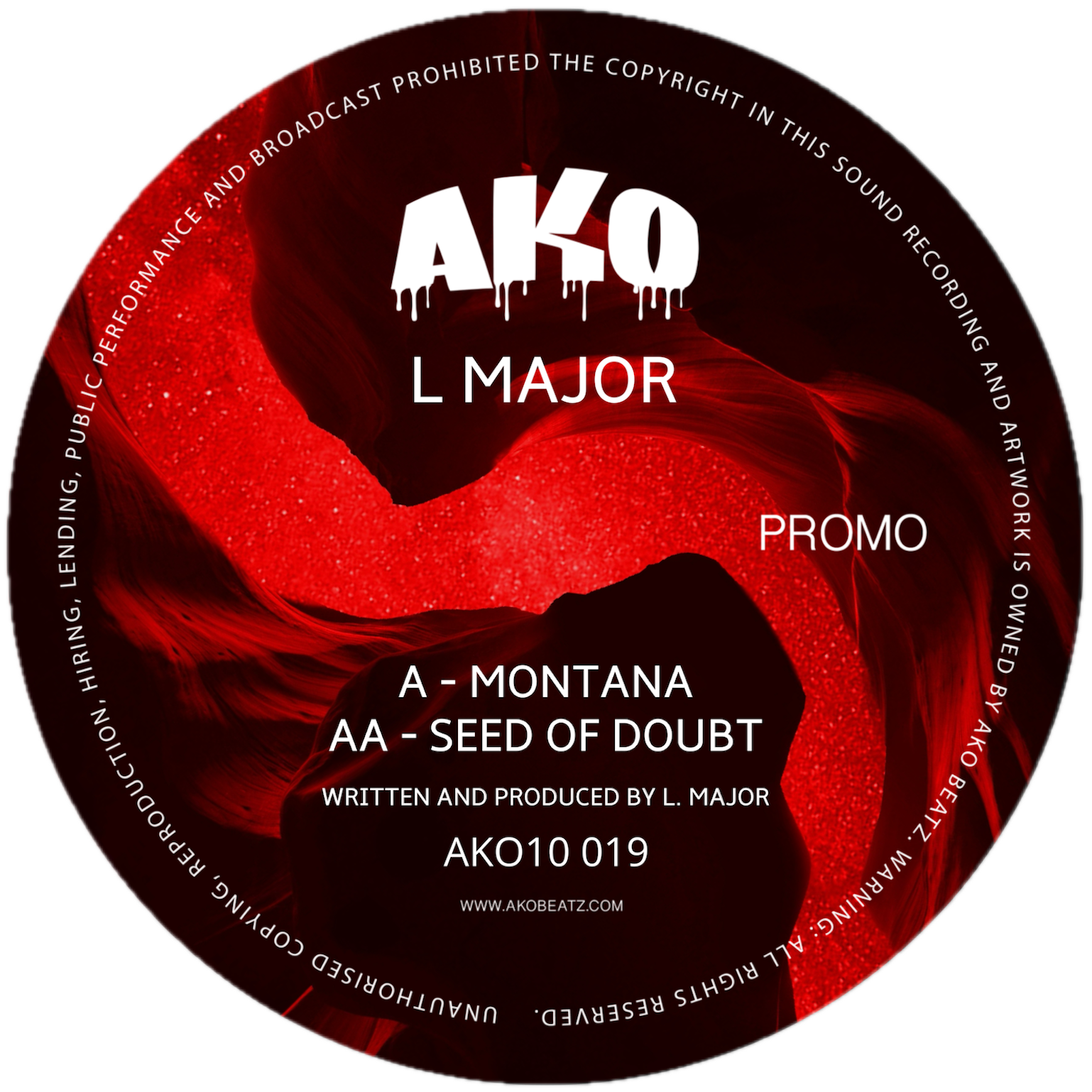 label art of L Major - Montana, 10" vinyl release on AKO Beatz 