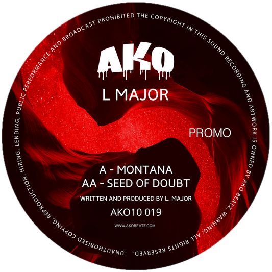 label art of L Major - Montana, 10" vinyl release on AKO Beatz 