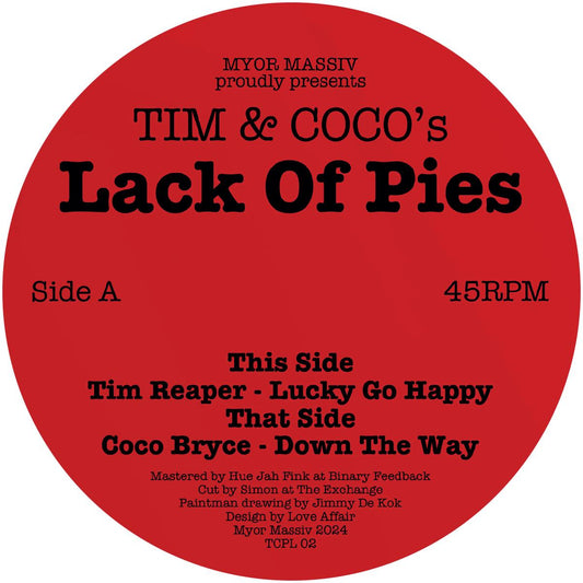 label art of Tim & Coco's Lack of Pies - 12" vinyl release on Myor Massiv 
