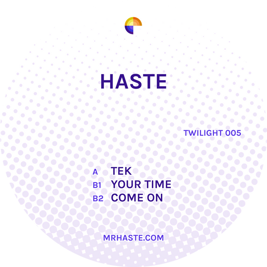 label art of Haste - Tek EP - 12" vinyl release on Twilight