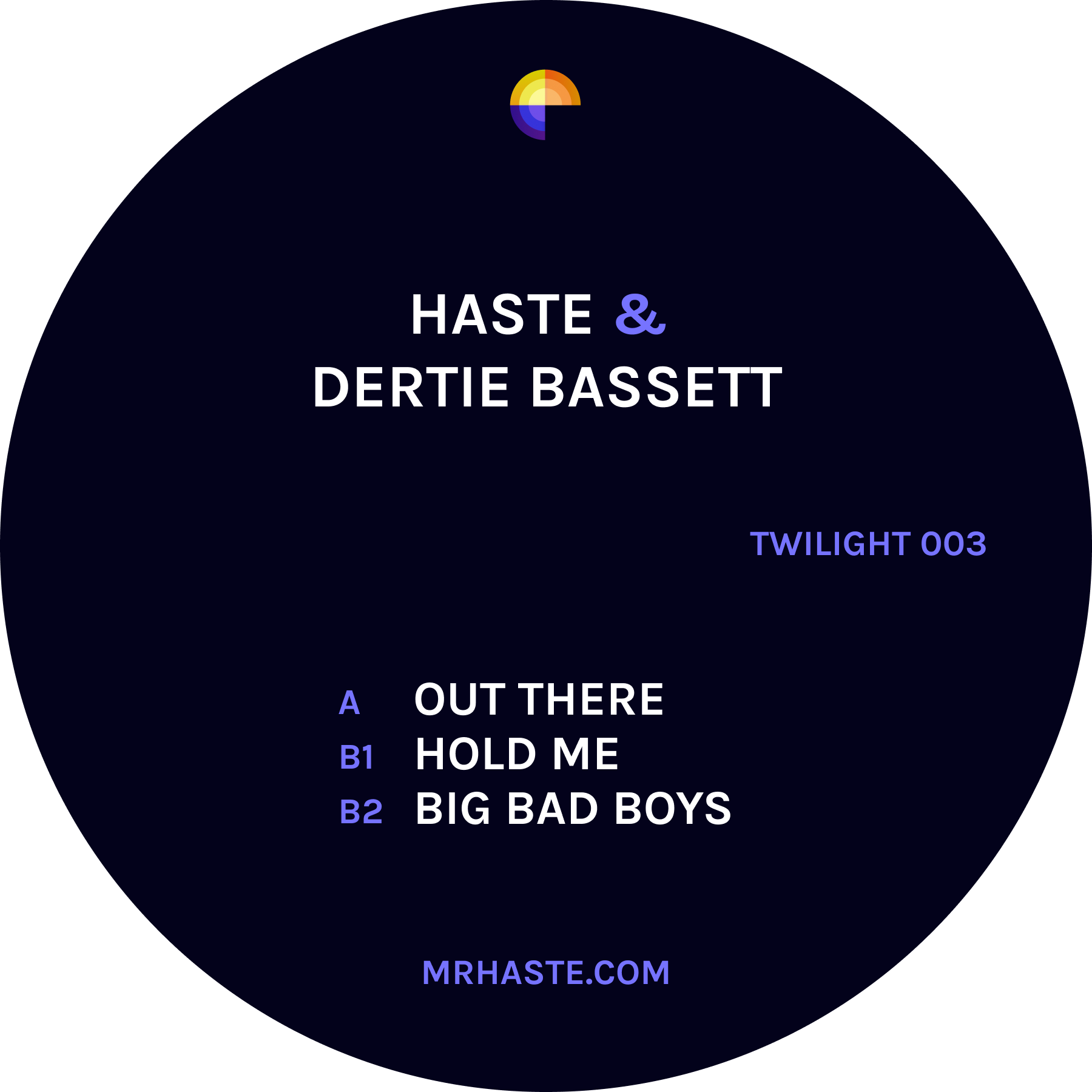 label art of Haste & Dertie Bassett - Out There EP - 12" vinyl release on Twilight