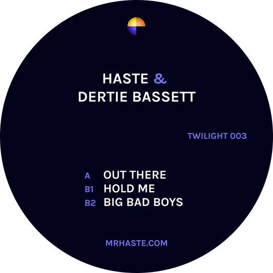 label art of Haste & Dertie Bassett - Out There EP - 12" vinyl release on Twilight