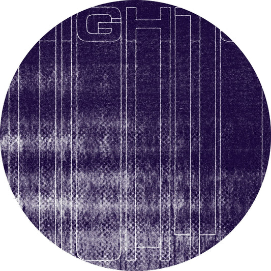 Circular fabric swatch with a textured purple pattern