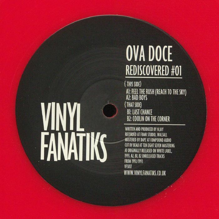 Label Art of Ova Doce - Rediscovered #01, limited edition 12" red vinyl released on Vinyl Fanatiks