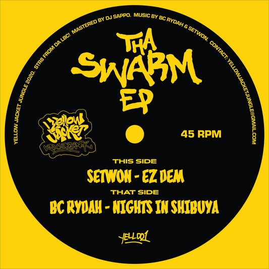 Label Art of Setwon / BC Rydah - The Swarm EP, limited edition 12" black vinyl released on Yellow Jacket Recordingz