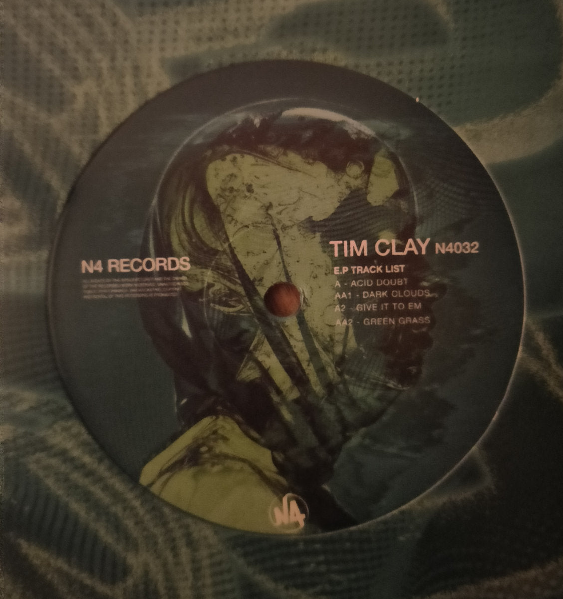 label art of Tim Clay - Acid Doubt EP - 12" vinyl release on N4 Records