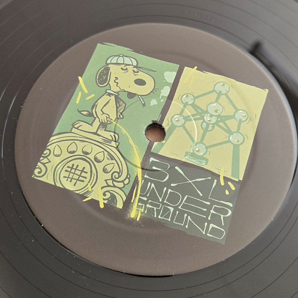 Vinyl record with a cartoon character and text on the label