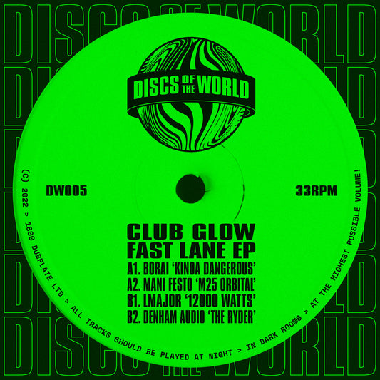 Vinyl record label with 'Discs of the World' branding on a green background