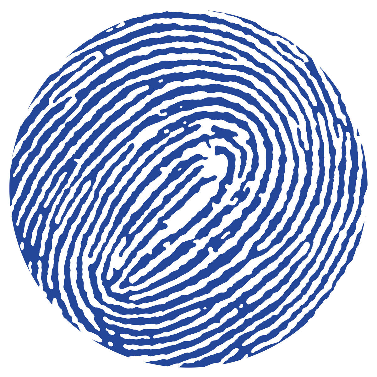 Blue fingerprint pattern on a white background
