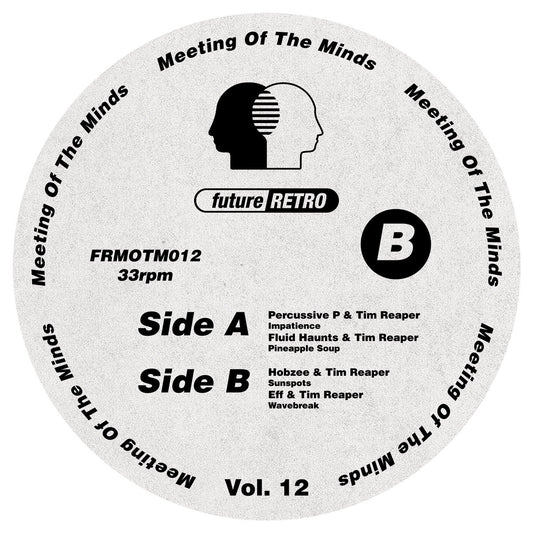 Disc label for 'Meeting of the Minds' album with text and logo