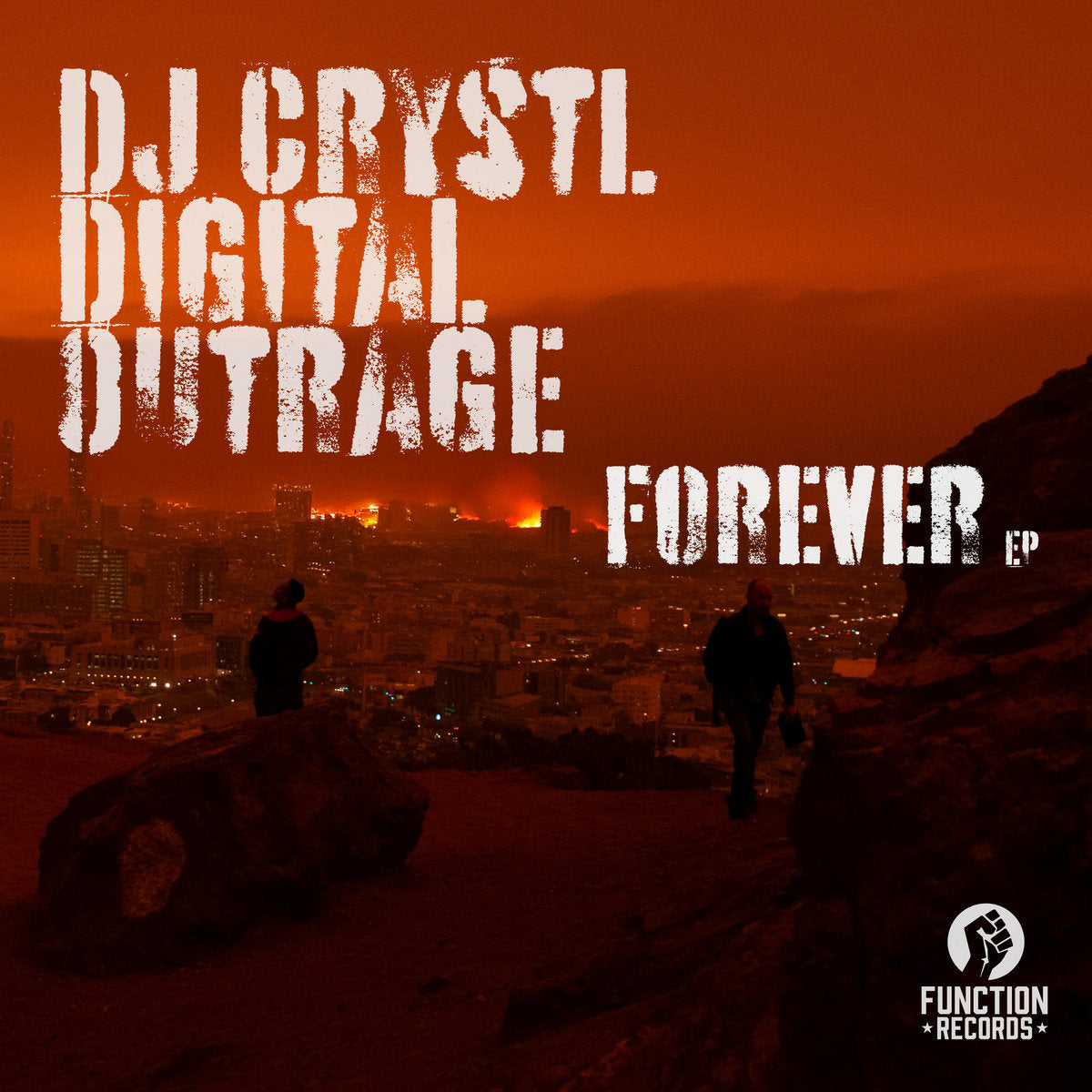 artwork of DJ Crystl, Digital & Outrage - Forever EP - vinyl release on Function Records