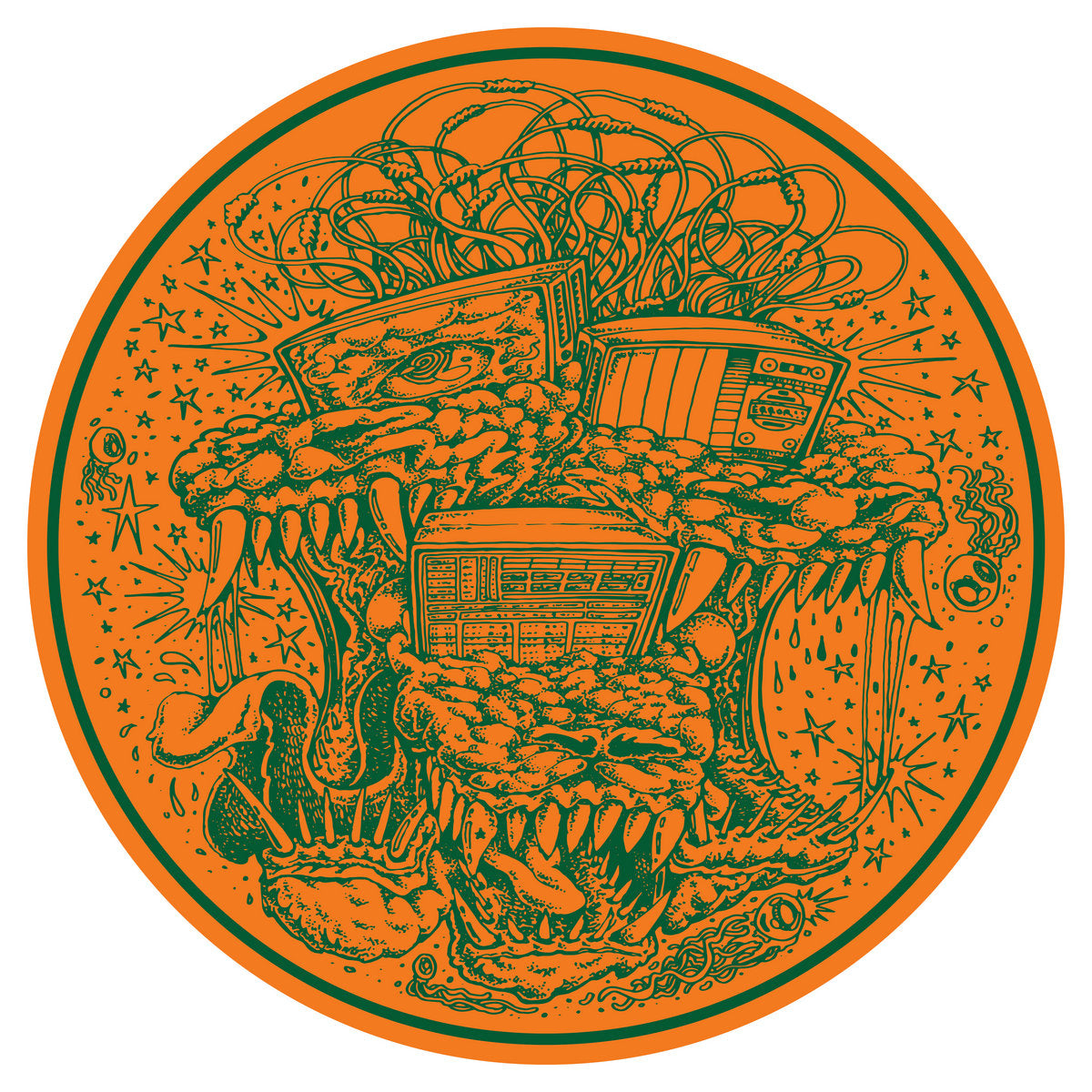 label art of Soulox & Xtra Spice Mikey - Ghetto Jungle Music - double lp vinyl release on Future Retro London