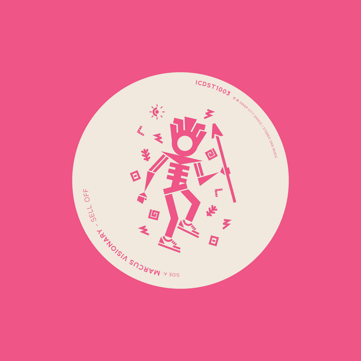 label art of Marcus Visionary - Sell Off - 12" vinyl release on Inner City Dance