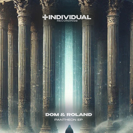 Cover art of Dom & Roland - Pantheon EP, 12-inch black vinyl release on Individual Recordings