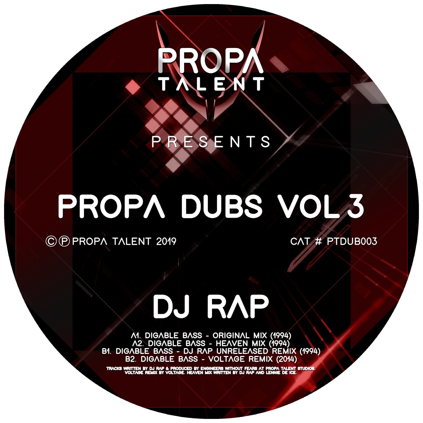 label art of Dj Rap - Digable Bass - Propa Dubs Vol. 3