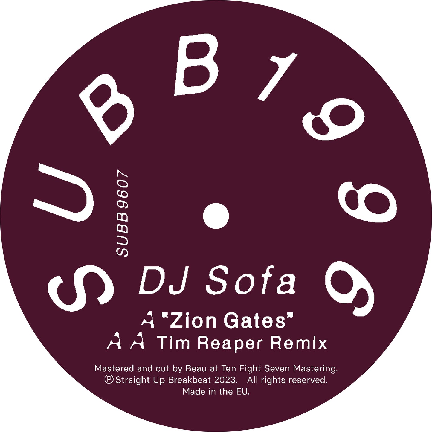label art of DJ Sofa - Zion Gates EP, vinyl release on Straight Up Breakbeat 