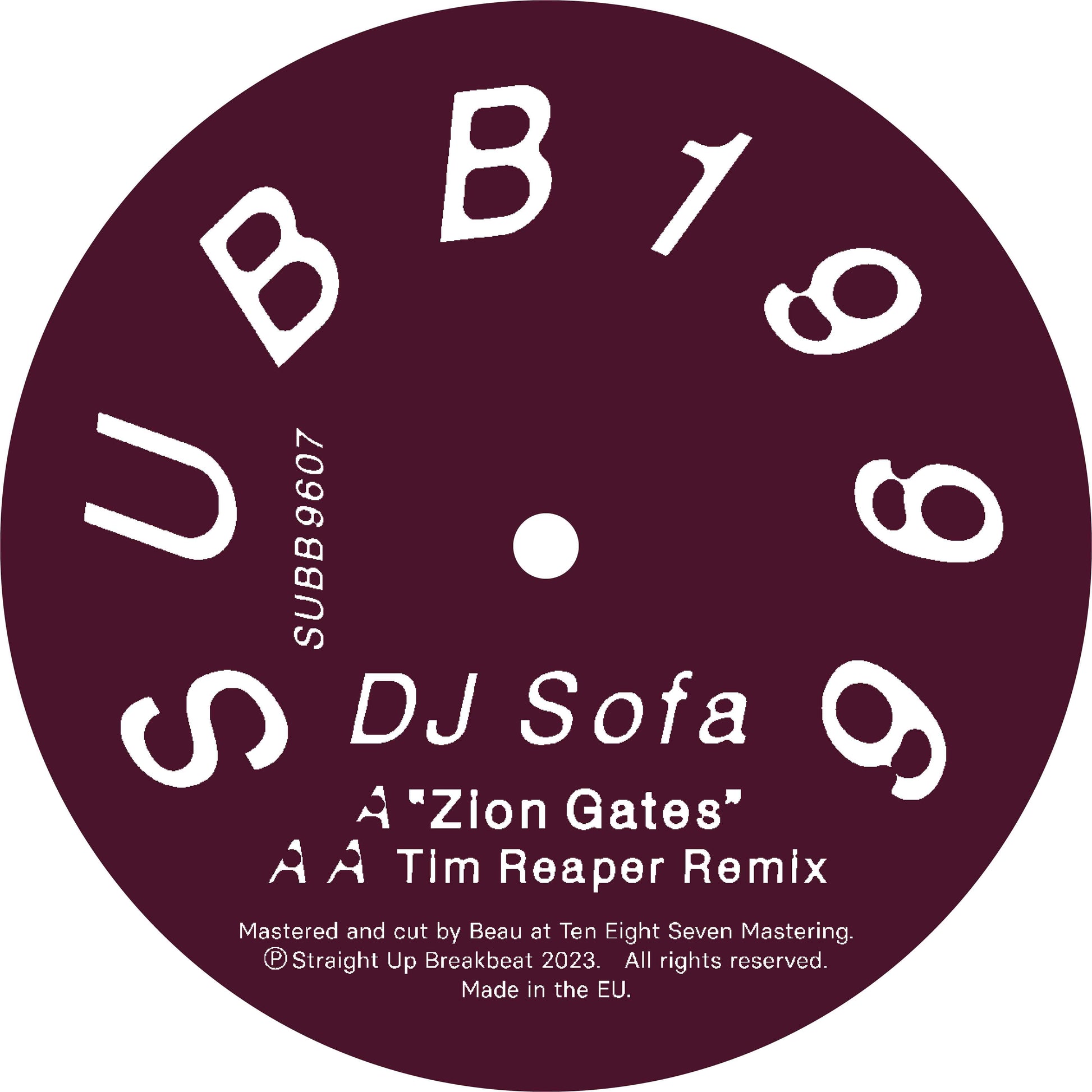 label art of DJ Sofa - Zion Gates EP, vinyl release on Straight Up Breakbeat 