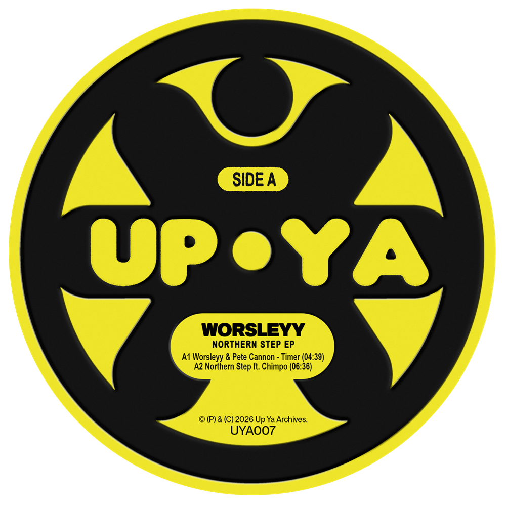 label art of Worsleyy - Northern Step, 12" vinyl release on Up a Archives