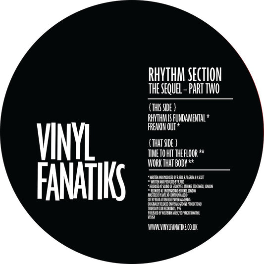 Label art of Rhythm Section Part Two - 12" vinyl release on Vinyl Fanatiks