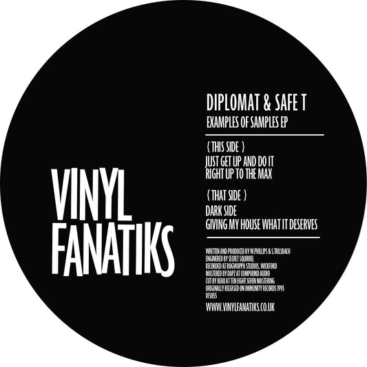 label art of Diplomat & Safe T – Examples Of Samples EP - 12" vinyl release on Vinyl Fanatiks
