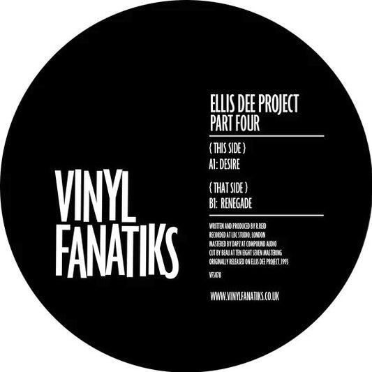 Label Art of Ellis Dee Project Part Four, 12" Vinyl release on Vinyl Fanatiks