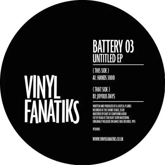 label art of Battery 03 - Untitled EP - 12" vinyl release on Vinyl Fanatiks