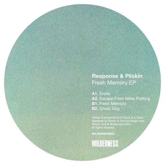 label art of Responce & Pliskin - Fresh Memory EP - vinyl release on Wilderness